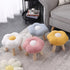 Contemporary Creative Wood Lambswool Cotton Flower Footstool Backless For Entryway