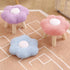 Contemporary Creative Wood Lambswool Cotton Flower Footstool Backless For Entryway