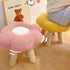 Contemporary Creative Wood Lambswool Cotton Flower Footstool Backless For Entryway