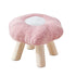 Contemporary Creative Wood Lambswool Cotton Flower Footstool Backless For Entryway