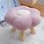 Contemporary Creative Wood Lambswool Cotton Flower Footstool Backless For Entryway