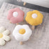 Contemporary Creative Wood Lambswool Cotton Flower Footstool Backless For Entryway