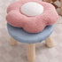 Contemporary Creative Wood Lambswool Cotton Flower Footstool Backless For Entryway