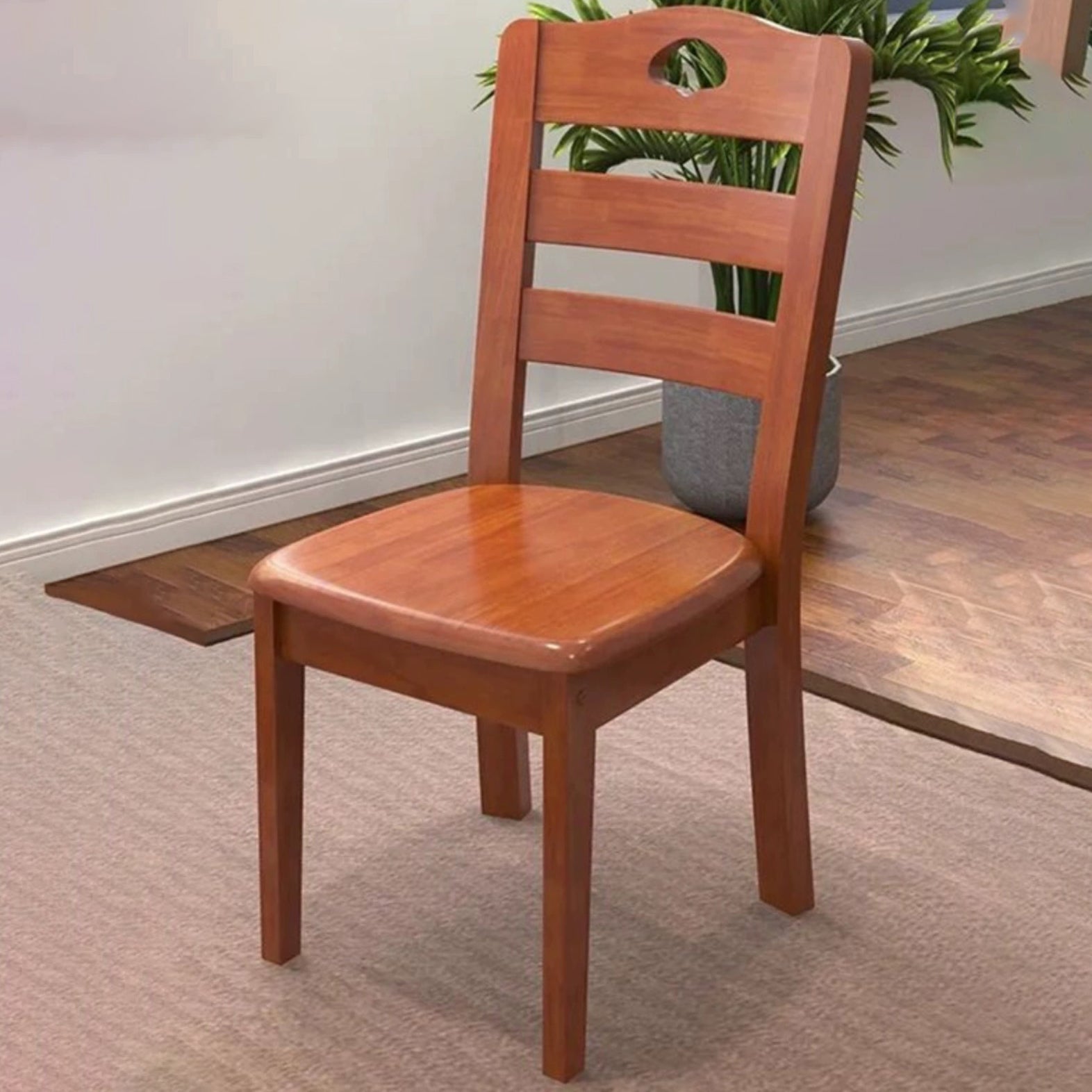 Traditional Chinese Rubber Wood Square Border Dining Chair Backrest For Dining Room