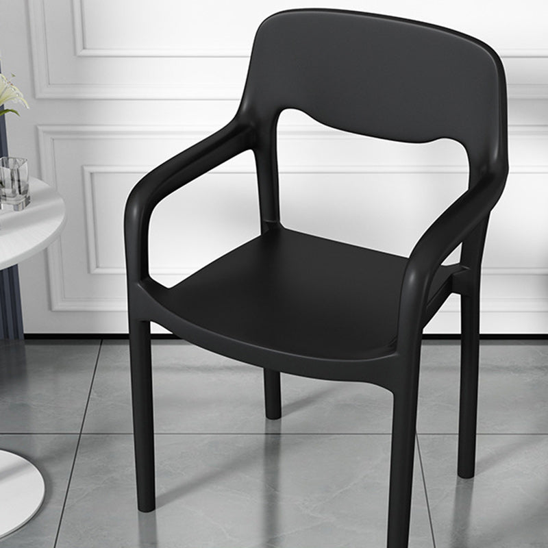 Contemporary Scandinavian PP Square Open-Back Dining Chair Backrest Armrest Stackable For Dining Room