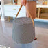 Contemporary Nordic Linen Fabric Wood Sponge Round Cylinder Footstool Portable For Entryways