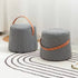 Contemporary Nordic Linen Fabric Wood Sponge Round Cylinder Footstool Portable For Entryways