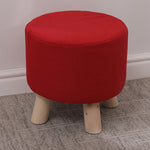 Modern Simplicity Cotton Linen Wood Sponge Round Square Footstool Stackable For Living Room