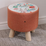 Modern Simplicity Cotton Linen Wood Sponge Round Square Footstool Stackable For Living Room