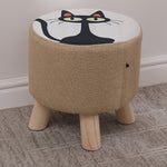 Modern Simplicity Cotton Linen Wood Sponge Round Square Footstool Stackable For Living Room