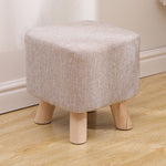 Modern Simplicity Cotton Linen Wood Sponge Round Square Footstool Stackable For Living Room