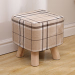 Modern Simplicity Cotton Linen Wood Sponge Round Square Footstool Stackable For Living Room