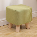 Modern Simplicity Cotton Linen Wood Sponge Round Square Footstool Stackable For Living Room