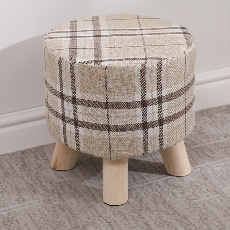 Modern Simplicity Cotton Linen Wood Sponge Round Square Footstool Stackable For Living Room