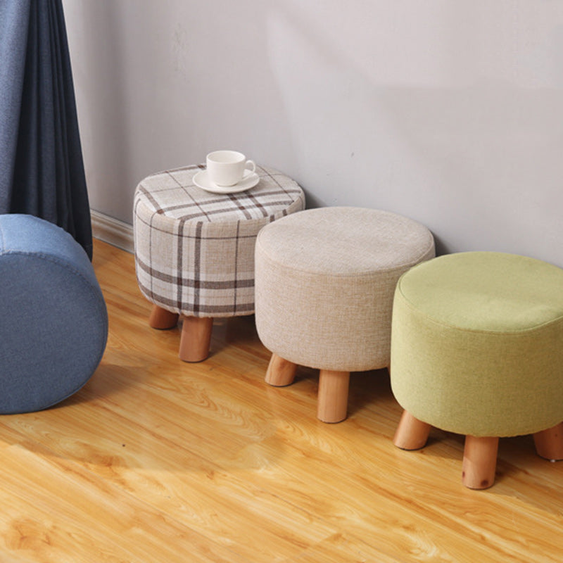 Modern Simplicity Cotton Linen Wood Sponge Round Square Footstool Stackable For Living Room