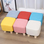 Modern Simplicity Cotton Linen Wood Sponge Round Square Footstool Stackable For Living Room