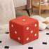 Contemporary Nordic Fabric Teddy Fleece Sponge Wood Dice Square Cubic Footstool Stackable For Living Room