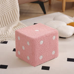 Contemporary Nordic Fabric Teddy Fleece Sponge Wood Dice Square Cubic Footstool Stackable For Living Room