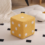 Contemporary Nordic Fabric Teddy Fleece Sponge Wood Dice Square Cubic Footstool Stackable For Living Room