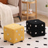 Contemporary Nordic Fabric Teddy Fleece Sponge Wood Dice Square Cubic Footstool Stackable For Living Room