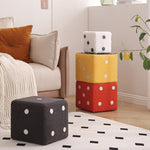 Contemporary Nordic Fabric Teddy Fleece Sponge Wood Dice Square Cubic Footstool Stackable For Living Room