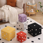 Contemporary Nordic Fabric Teddy Fleece Sponge Wood Dice Square Cubic Footstool Stackable For Living Room