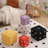 Contemporary Nordic Fabric Teddy Fleece Sponge Wood Dice Square Cubic Footstool Stackable For Living Room