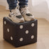 Contemporary Nordic Fabric Teddy Fleece Sponge Wood Dice Square Cubic Footstool Stackable For Living Room