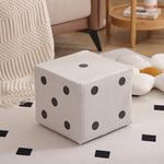 Contemporary Nordic Fabric Teddy Fleece Sponge Wood Dice Square Cubic Footstool Stackable For Living Room