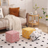 Contemporary Nordic Fabric Teddy Fleece Sponge Wood Dice Square Cubic Footstool Stackable For Living Room