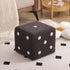 Contemporary Nordic Fabric Teddy Fleece Sponge Wood Dice Square Cubic Footstool Stackable For Living Room