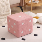 Contemporary Nordic Fabric Teddy Fleece Sponge Wood Dice Square Cubic Footstool Stackable For Living Room