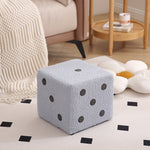 Contemporary Nordic Fabric Teddy Fleece Sponge Wood Dice Square Cubic Footstool Stackable For Living Room