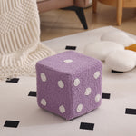 Contemporary Nordic Fabric Teddy Fleece Sponge Wood Dice Square Cubic Footstool Stackable For Living Room