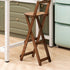 Modern Simplicity Bamboo Round Bar Stool Backrest Footrest Foldable For Kitchen