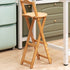 Modern Simplicity Bamboo Round Bar Stool Backrest Footrest Foldable For Kitchen