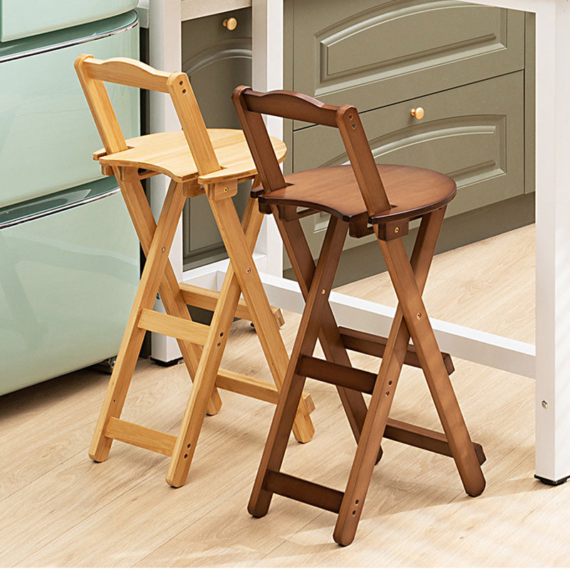 Modern Simplicity Bamboo Round Bar Stool Backrest Footrest Foldable For Kitchen