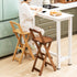 Modern Simplicity Bamboo Round Bar Stool Backrest Footrest Foldable For Kitchen