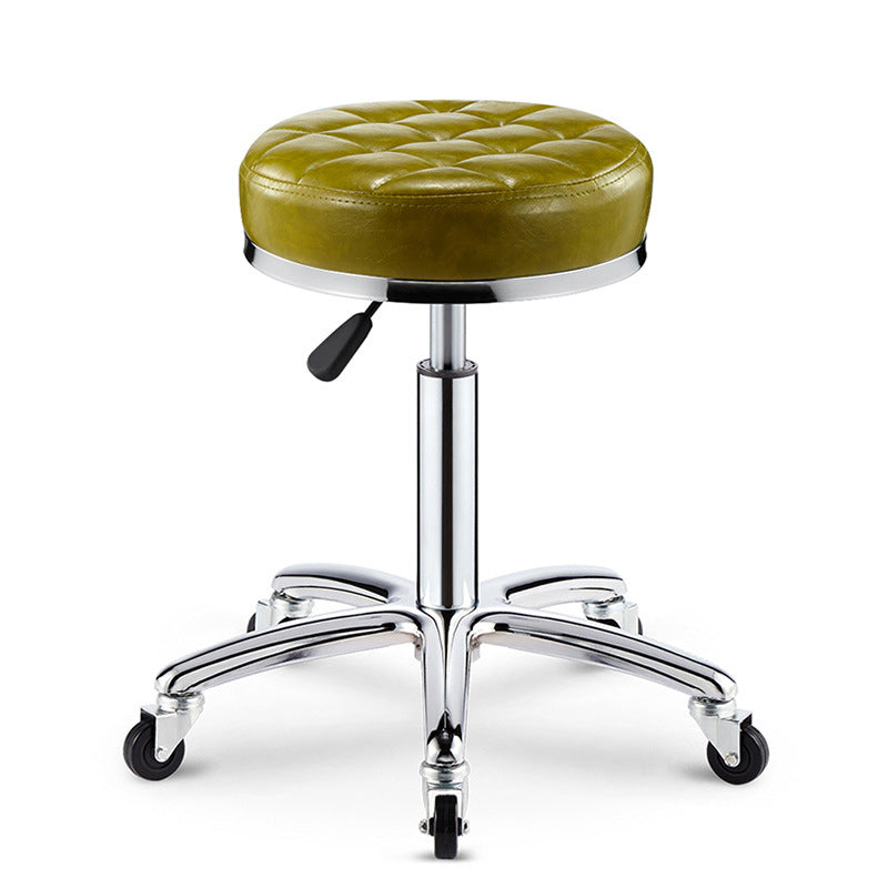 Modern Simplicity Leather Sponge Plastic Steel Round Checked Pattern Bar Stool Adjustable For Kitchen