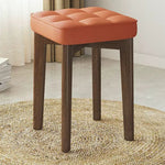 Modern Simplicity Fabric Leather Rubber Wood Square Bread Shape Dining Chair Stool Stackable For Dining Room