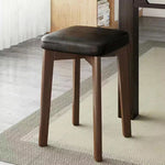 Modern Simplicity Fabric Leather Rubber Wood Square Bread Shape Dining Chair Stool Stackable For Dining Room