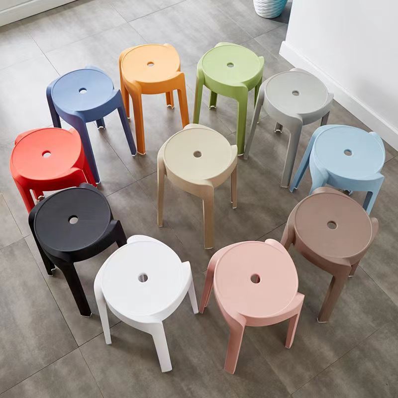 Modern Minimalist Fiberglass Round Pinwheel Stool Stackable For Dining Room