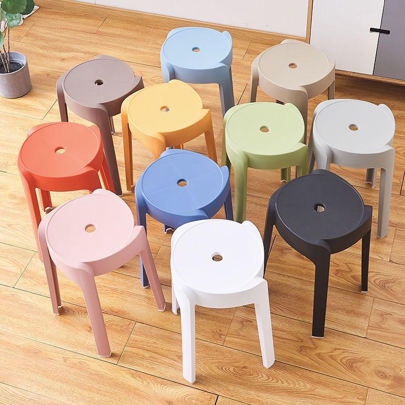 Modern Minimalist Fiberglass Round Pinwheel Stool Stackable For Dining Room