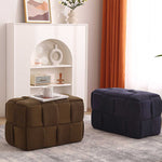 Contemporary Scandinavian Corduroy Wood Sponge Cube Rectangular Low Stool For Living Room