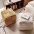 Contemporary Scandinavian Corduroy Wood Sponge Cube Rectangular Low Stool For Living Room