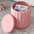 Contemporary Scandinavian Velvet Wood Stainless Steel Sponge Round Vanity Stool Containable For Bedroom