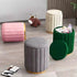 Contemporary Scandinavian Velvet Wood Stainless Steel Sponge Round Vanity Stool Containable For Bedroom