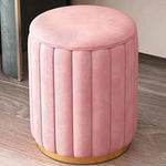 Contemporary Scandinavian Velvet Wood Stainless Steel Sponge Round Vanity Stool Containable For Bedroom