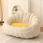 Contemporary Nordic Snowflake Fleece EPS Flower Round Sofa Footrest For Bedroom