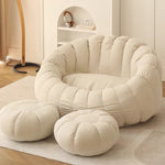 Contemporary Nordic Snowflake Fleece EPS Flower Round Sofa Footrest For Bedroom